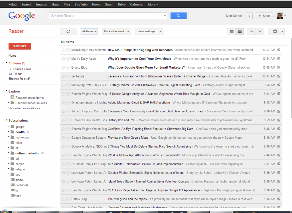 Google Reader Compact View